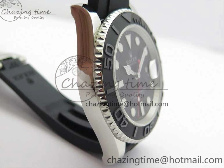 0416 Yacht-Master 116655 ARF SS Custom Made Black Ceramic Bezel on Oysterflex Rubber Strap A HighPerformance 3064